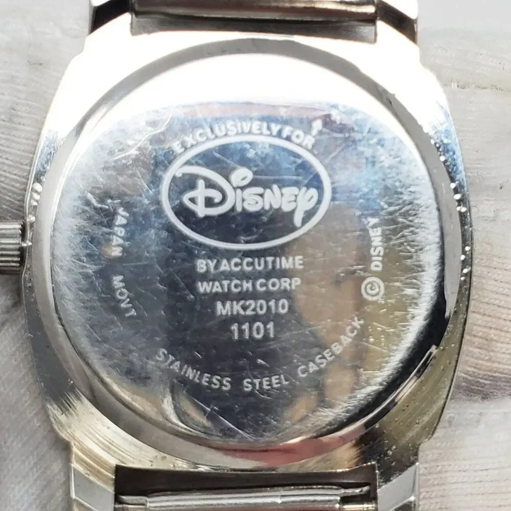 Disney Mickey Mouse Chain Mail Watch Mother of Pearl Face